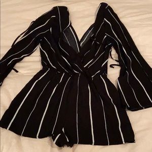 Black and white striped romper